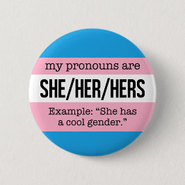 Hon/hennes Pronouns - Transgender Flagga Knapp