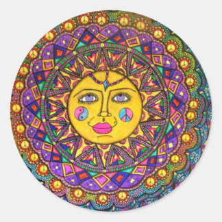 Hon heter Sunshine, Sticker, Hippie Art Runt Klistermärke