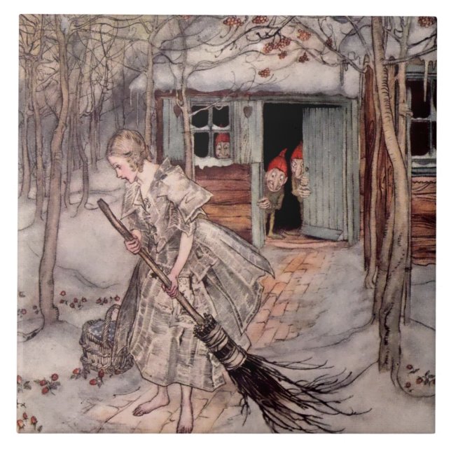 “Hon hittade mogna jordgubbar” av Arthur Rackham Kakelplatta (Framsidan)