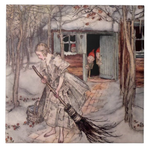 "Hon hittade Ripe Strawberries" av Arthur Rackham Kakelplatta