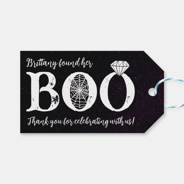 Hon hittade sin älskling Svart Halloween bröllopsf Presentetikett (Framsidan (Horisontell))