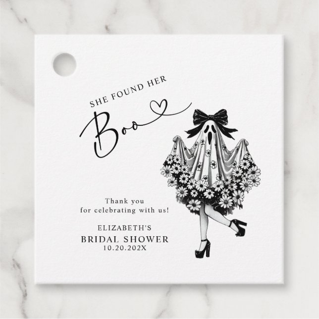 Hon hittade sin Boo Ghost Blommigt Möhippa Gåvor Etiketter (Framsida)