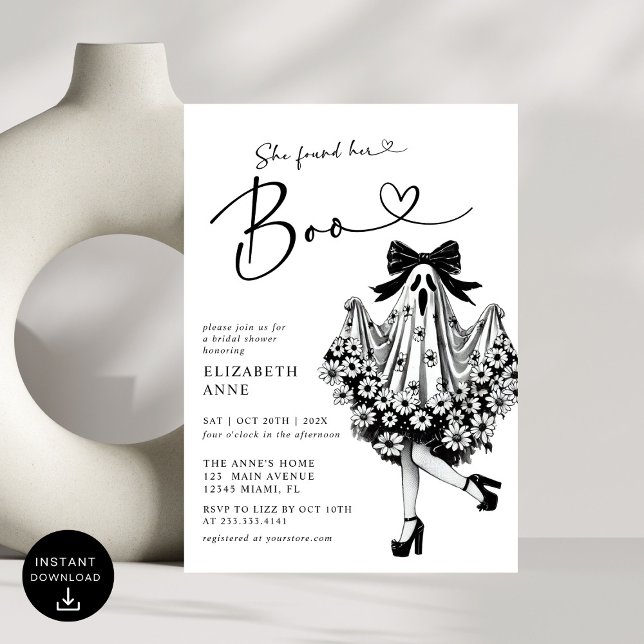 Hon hittade sin Boo Ghost Blommigt Möhippa Inbjudningar (Skapare uppladdad)