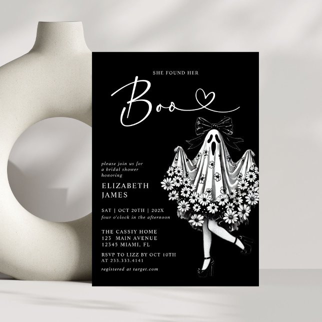 Hon hittade sin Boo Ghost Blommigt Möhippa Inbjudningar (Skapare uppladdad)