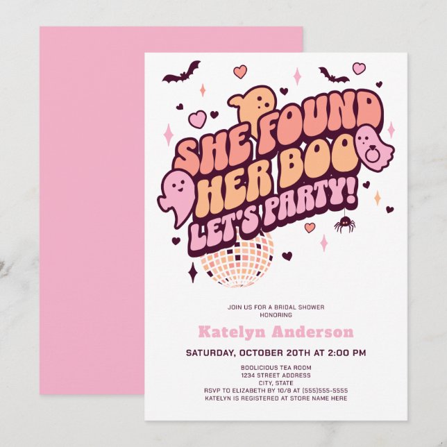 Hon hittade sin Boo Halloween-Möhippa Inbjudningar (Fram/baksida)