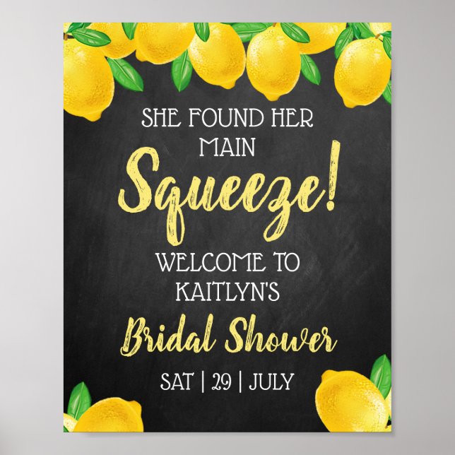 Hon Hittade Sin Drömprinsessa Citron Bröllopsdusch Poster (Framsidan)