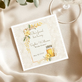 Hon hittade sin Honey Yellow Floral bröllopsdusch Pappersservett