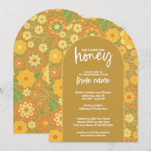 Hon hittade sin honung - Retro Flowers Möhippa Inbjudningar
