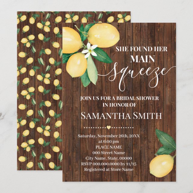 Hon hittade sin huvuddoft Lemon Wood Shower Inbjudningar (Fram/baksida)