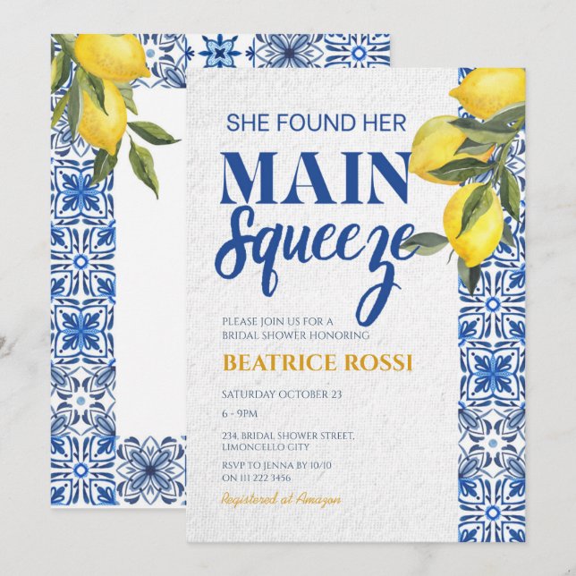 Hon hittade sin huvudsakliga Lemon-Möhippa Inbjudningar (Fram/baksida)