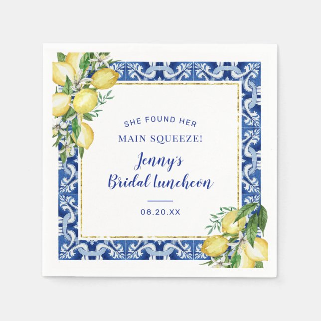 Hon hittade sin huvudsakliga Lemon Möhippa Luncheo Pappersservett (Framsidan)