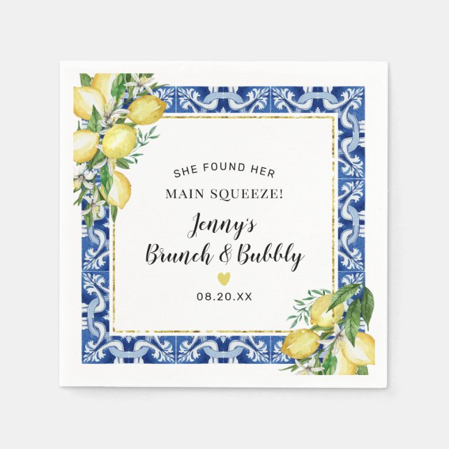 Hon hittade sin huvudsiste Lemon Brunch Bubly Pappersservett (Framsidan)