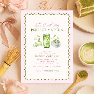 Hon hittade sin Perfekt Matcha Theme Möhippa Inbjudningar