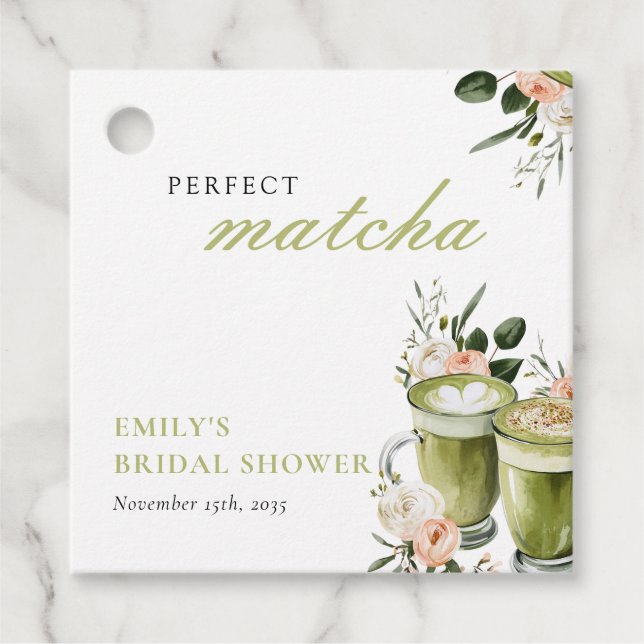 Hon Hittade Sin Perfekta Matcha Bröllopsdusch Gåvor Etiketter (Framsida)
