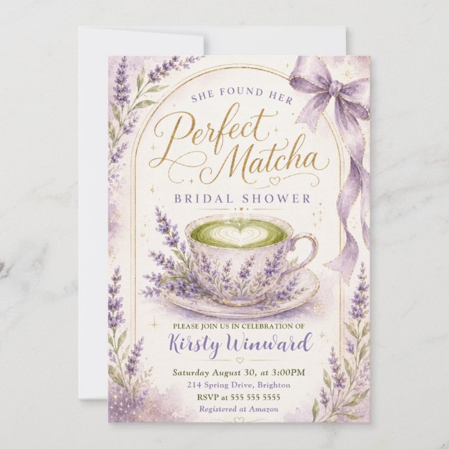 Hon hittade sin perfekta Matcha Bröllopsdusch Inbjudningar (Framsida)