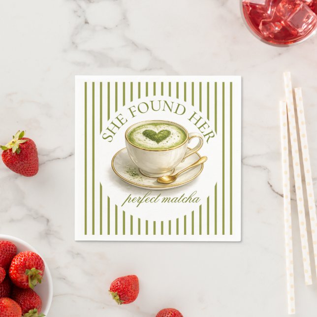 Hon hittade sin perfekta matcha bröllopsdusch pappersservett (Insitu)
