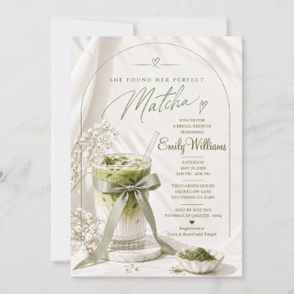 Hon Hittade Sin Perfekta Matcha Bröllopsfestinladn Inbjudningar