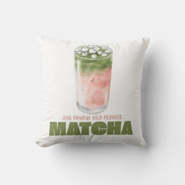 Hon hittade sin perfekta matcha-design | Söt Match Kudde (Framsida)