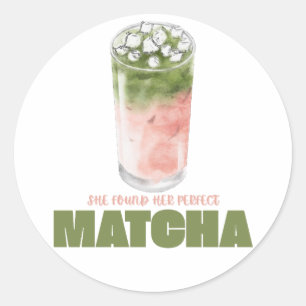 Hon hittade sin perfekta matcha-design Söt match Runt Klistermärke