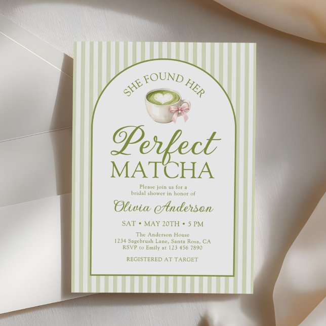 Hon hittade sin perfekta matcha gröna bröllopsdusc inbjudningar (Skapare uppladdad)