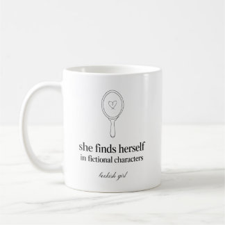 Hon hittar sig själv i fiktiva karaktärer bokälska kaffemugg