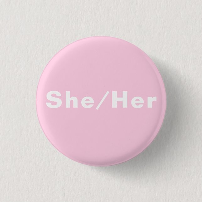 Hon, hon, Gender Pronouns Lgbtq ljust rosa pride Knapp (Framsida)