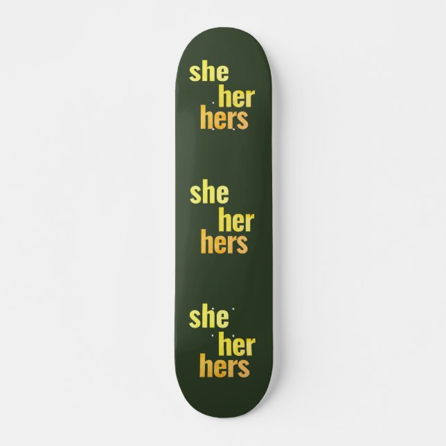 Hon/hon/henne Pronouns Skateboard Deck (Framsida)