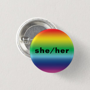Hon, hon, Pronouns Lgbtq Lgbt Pride Rainbow Färg Knapp