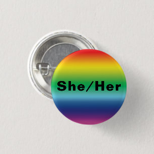 Hon, hon, Pronouns Lgbtq Lgbt Pride Rainbow Färge Knapp