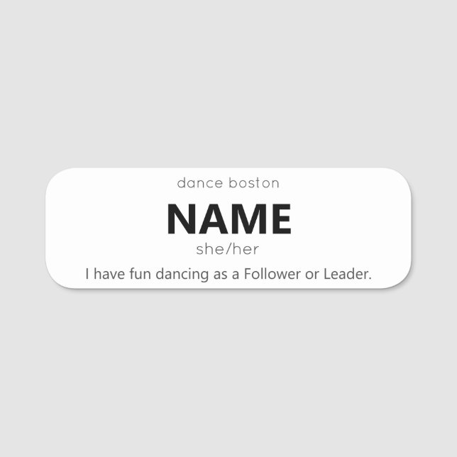 Hon/hon - WCS både Followower och Leader Namn bric Namnbricka (Framsida)