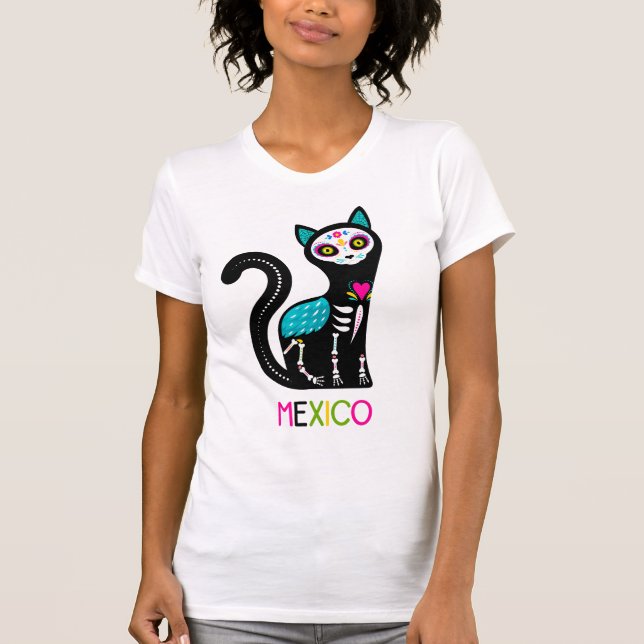 Hon Hulk Mexico Sugar Skull Cat T Shirt (Framsida)