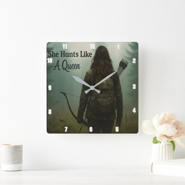 Hon jagar som en drottning fyrkantig klocka (Hem)