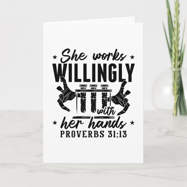 Hon jobbar med labblaboratorietekniker. kort (Framsida)