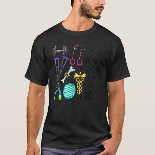 Hon jobbar med sin Händer fysikterapi. T Shirt (Framsida)