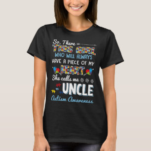 Hon kallar mig farbror Autism Medveten T Shirt