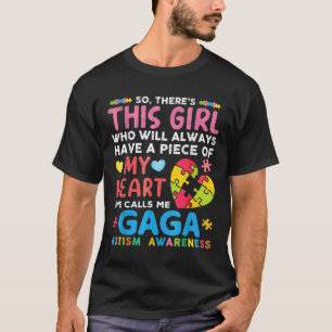 Hon kallar mig Gaga Autism Awarene T Shirt