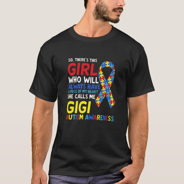 Hon kallar mig Gigi Gg Autism Awar T Shirt (Framsida)