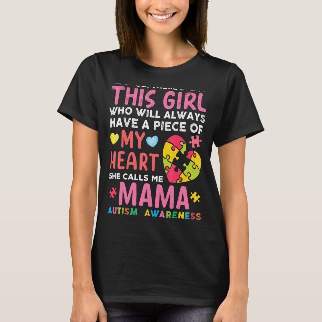 Hon kallar mig Mamma Autism Awarene T Shirt (Framsida)