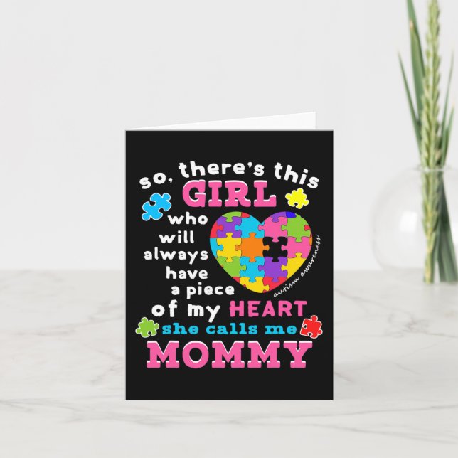 Hon kallar mig Mamma Autism Awareness Kort (Framsida)