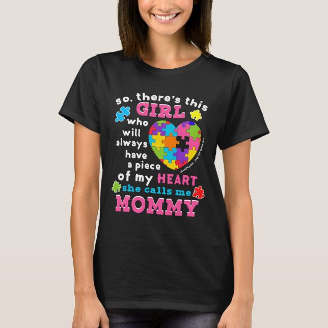 Hon kallar mig Mamma Autism Awareness T Shirt (Framsida)