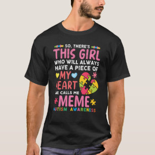 Hon kallar mig Memi Autism Awarene T Shirt