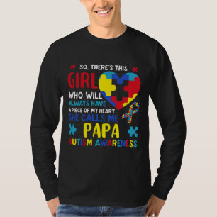 Hon kallar mig Pappa Far Autism T Shirt