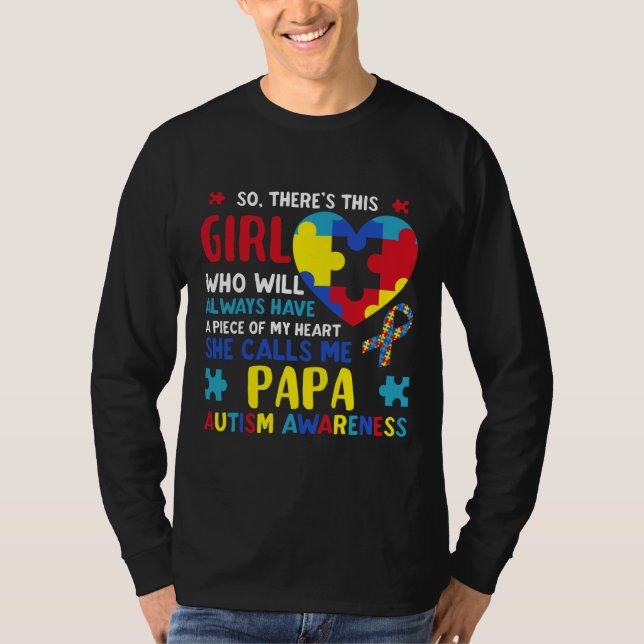 Hon kallar mig Pappa Far Autism T Shirt (Framsida)