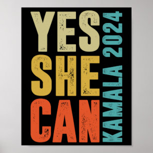 Hon kan Kamala 2024 Retro Färg Poster