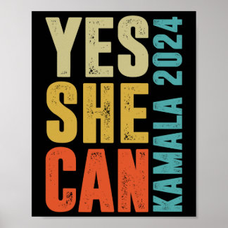 Hon kan Kamala 2024 Retro Färg Poster