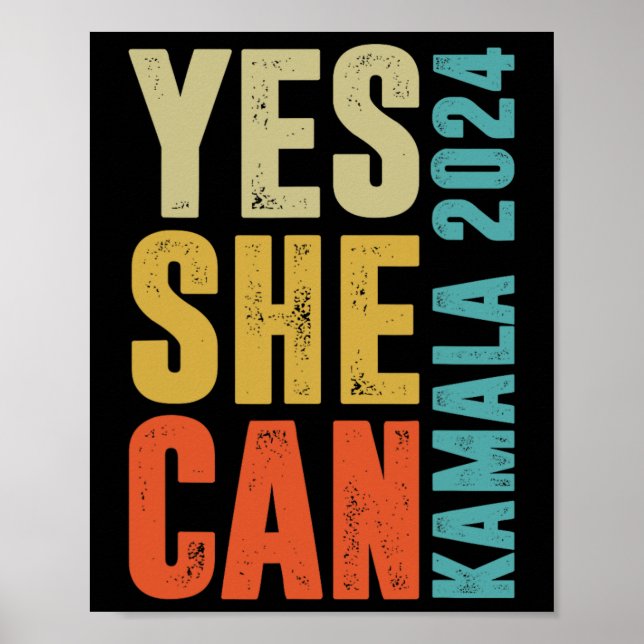 Hon kan Kamala 2024 Retro Färg Poster (Framsidan)