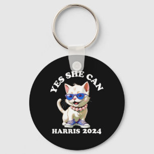 Hon kan Kamala Harris 2024 Cat Dam Nyckelring