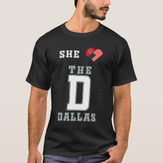 Hon Kärlek D-tröjan Dallas American flagga hjärta T Shirt