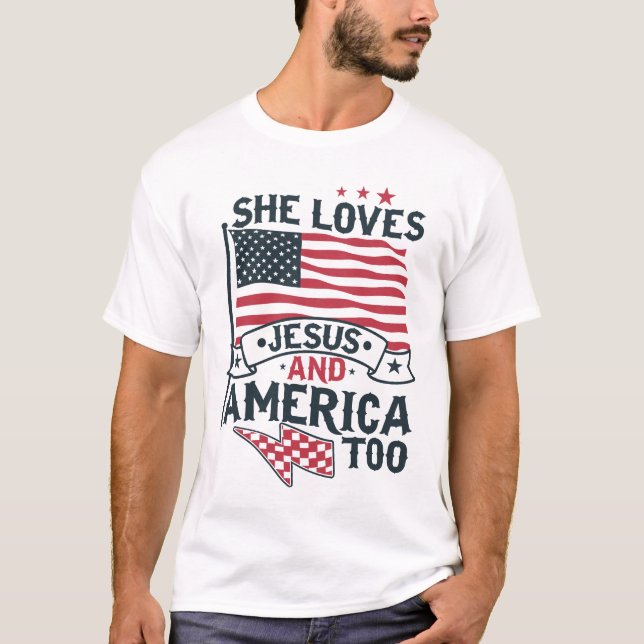 Hon Kärlek Jesus America T Shirt (Framsida)