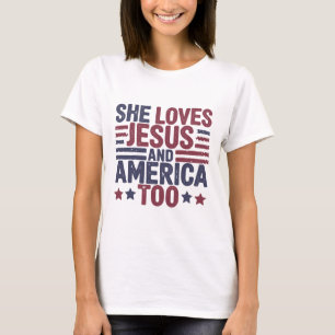 Hon Kärlek Jesus och Amerika.   Faith Tee
